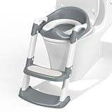 COOSEYA Potty Training Toilet with Step Stool Ladder, Toddler Kids Potty Training Seat for Boys Girls, Foldable Anti-Slip Toilet Toddler Seat Splash Guard Soft Cushion Safety Handles (Grey)