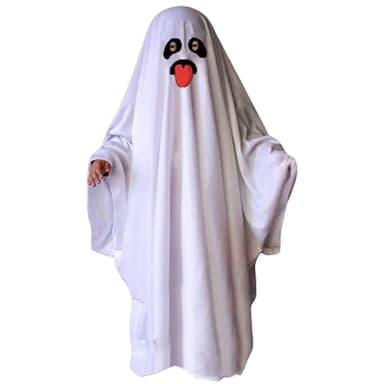 Mokoggiri Halloween Ghost Costume Adult Women Men Ghost Cloak Cape Kid Baby Clothes Boy Girl Spooky Ghost Hooded Poncho Capes (Tongue Kid, 4-15Years 37 inch)