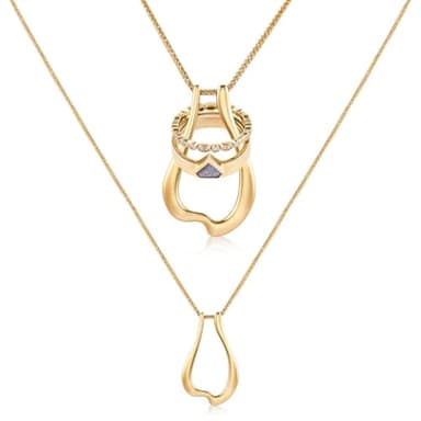 Pixie Wing Venus Ring Keeper Necklace, 18K Gold-Plated Ring Holder Necklace for Women, Yellow Gold, 17.7" Chain with Extender