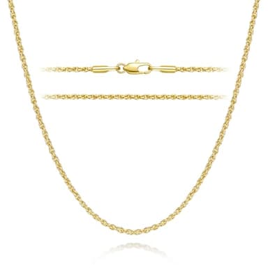 JUHEPROKIT 14k Gold Chain for Women 2mm Rope Gold Chain Necklace Womens (2.0 mm wide, Length 18 Inches)