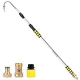 POOPLE 12FT (20ft Reach) Telescopic Gutter Cleaning Tools from The Ground, Rain Gutter Cleaners Tool with Hose Copper Attachment, Long Reach Gutter Cleaner Wand with Extension Pole