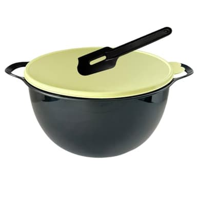 NewTupperware Mega Thatsa Mixing Bowl 42 Cups 10L in Black with Paddle Spatula