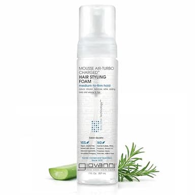 GIOVANNI Mousse Hair Styling Foam - Mousse for Curly Hair, Volumizing Hair Foam for Women & Men, Foaming, Add Texture for Curls & Wavy Hair, Defining & Enhancing - 7 Fl Oz (Pack of 1)