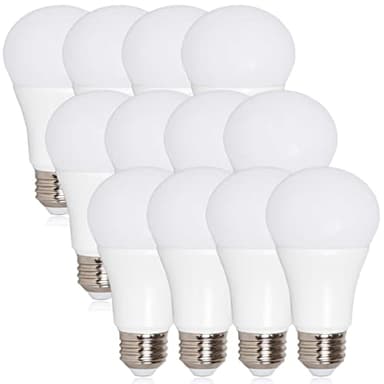 Maxxima LED A19-800 Lumens 60 Watt Equivalent Light Bulb Set - 5000K Daylight/Cool White Light, Energy Efficient 9 Watts, E26 Base, Non-Dimmable, for Bathrooms, Lamps, and Living Rooms - 12 Pack