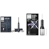 Philips Sonicare 9900 Prestige Rechargeable Electric Power Toothbrush with SenseIQ, Midnight, HX9990/12 & Cordless Power Flosser 3000 - Black