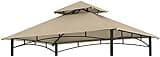 COOSHADE Grill Gazebo Replacement Canopy Roof Outdoor Double Tiered Barbecue Gazebo Top Cover Fit for Model L-GG001PST-F (Beige)