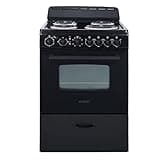 Avanti ERU240P1B Electric Range Oven Compact Design, 2.6-Cu.Ft. Capacity with 4 Coil Burners, Framed Glass Door, Storage Drawer and Broiler with Pan Perfect for Apartment RV Tiny Home, 24-Inch, Black