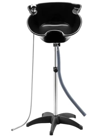 VEVOR Portable Shampoo Bowl, Deep Shampoo Sink with Adjustable Height & Angle, Includes Drain Hose, Shower Head, Lightweight Hair Wash Basin for Barber Salon Spa Center & Home Use, Black