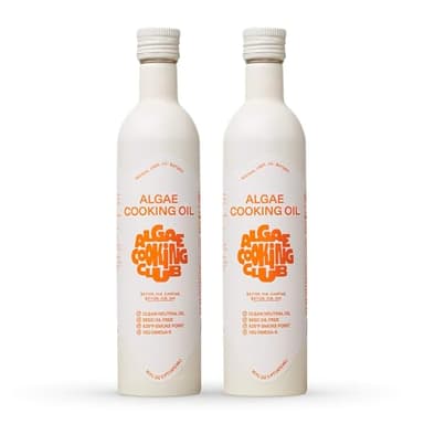 Algae Cooking Club Chef-Grade 100% Algae Cooking Oil - Avocado Oil Alternative - 535°F High Smoke Point - Omega-9 Rich, Neutral Buttery Flavor - Seed Oil-Free - For Searing, Baking, Frying (2, 16 fl oz)