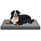 Tail Stories Outdoor Extra Large Dog Crate Bed, Big Waterproof Dog Bed for Large Dogs, Orthopedic Egg Foam Pet Bed Mat with Removable Cooling Dog Bed Cover, Grey
