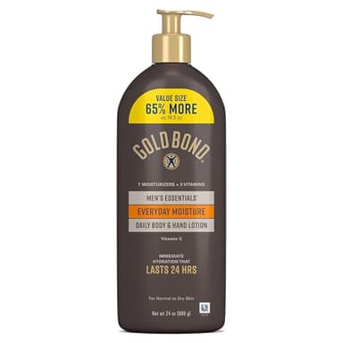 Gold Bond Men's Essentials Everyday Moisture Daily Body & Hand Lotion with Vitamin C, Formulated for Men's Dry Skin, Value Size, 24 oz.