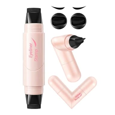 Erinde Winged Eyeliner Stamp Pen, Dual Head Rotating Eyeliner Stamp Pencil for Perfect Wings, Quick-Dry, Long-Lasting, Waterproof Smudge-Proof Cat Eye Stamp Liquid Eye Liner Tool for Beginners, Black