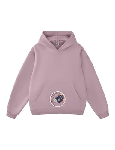 FAIABLE Heavyweight Fashion Hoodies & Sweatshirts for Women Men Couples Pink Oversized Soft Hooded Sweatshirts Pullover Sweaters Winter Gym Athletic Travel Hoodies with Zipper Pocket,Pink,Large