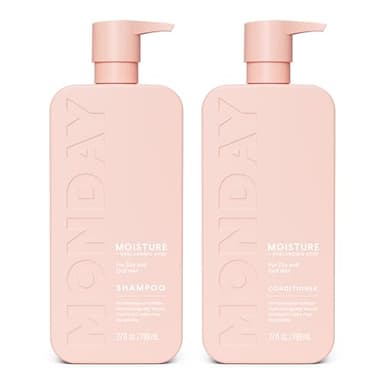 MONDAY HAIRCARE Moisture Shampoo + Conditioner Bathroom Set (2 Count) 27 oz Each for Dry, Coarse, Stressed, Frizzy Hair, Made with Coconut Oil, Rice Protein, Shea Butter and Vitamin E