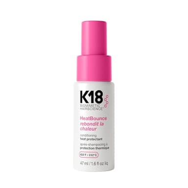 K18 HeatBounce Conditioning Heat Protectant Spray, Lightweight Leave-In Conditioner + 450℉ (232°C) Inside-Out Heat Protection, Soften, Smooth + Detangle All Hair Types, 1.6 Fl Oz Liq