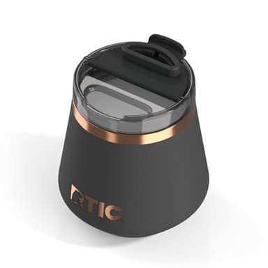 RTIC Happy Hour 8oz Lowball Tumbler with Lid, Ceramic Lined, Insulated, Stainless Steel Metal, Portable Travel Cup for Hot and Cold Drink, Light Black