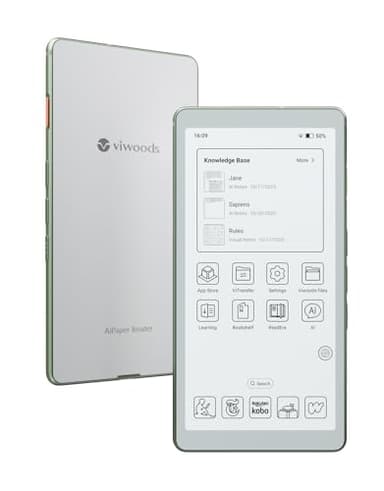 VIWOODS 6.13'' Carta1300 AiPaper Reader with 4G Connectivity, Ultra-Thin & Light E Ink eReader Device, AI Integrated, 300PPI, Adjustable Front Light, 128GB Storage