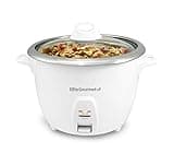 Elite Gourmet ERC-2010 Electric Rice Cooker with Stainless Steel Inner Pot Makes Soups, Stews, Grains, Cereals, Keep Warm Feature, 10 Cups Cooked, White