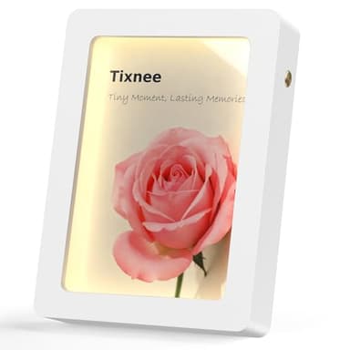 Tixnee Voice Recording Photo Frame with LED Light – Personalized 180S Recordable Picture Frame Fits 3.5x5, 4x6 & 5x7 Photos, Tabletop Display, Meaningful Keepsake Gift (White)