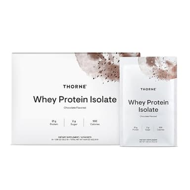 THORNE - Whey Protein Isolate - Balanced Amino Acids Profile with BCAAs - 21 Grams of Easy to Digest Whey Protein Powder - NSF Certified for Sport - Chocolate - Gluten & Soy-Free - 14 Packets