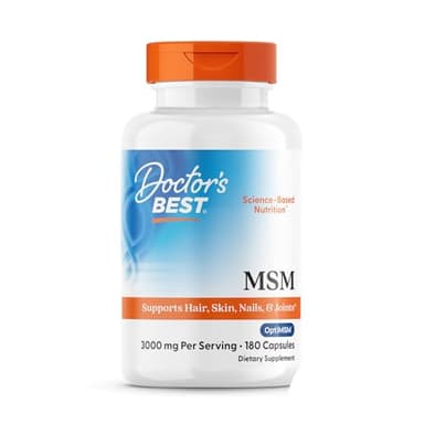 Doctors Best MSM, Supports Hair, Skin, Nails, & Joints, Non-GMO, Gluten Free, 3000 mg Per Serving, 180 Capsules
