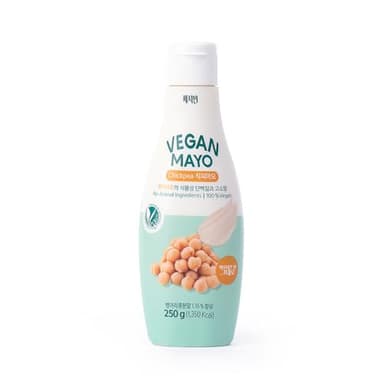 VEGEBEAN Vegan Chickpea Mayo (Best Korean Vegan Mayo) – Eggless, No Artificial Flavors or Colors, No Cholesterol, Organic Mayonnaise with 100% Chickpea, Low Fat, Low Calorie, NON-GMO, Gluten-Free, Seriously Good, 8.45 Fl Oz