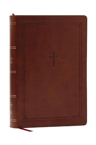 NKJV Giant Print End-of-Verse Reference Bible, Brown Leathersoft, Red Letter, Comfort Print: Holy Bible