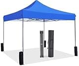 DUMOS Canopy Tents 10x10 Heavy Duty with Sand Bags, Pop Up Canopy for Vendor Market,Parties,Backyard with Carrying Bag, Waterproof Portable Tent Pop Up Shade 10FT BU