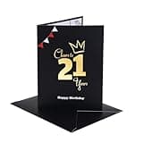 Sumerk 1 Pack Happy 21st Birthday Card Cheer to 21st Birthday Greeting Card with Stickers and Envelope for Her Him Men Women Birthday Gifts 15 x 20 cm