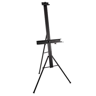 U.S. Art Supply 69" High Aluminum Single Mast Artists Studio Easel Stand for Sign and Floor Display - Heavy Duty Adjustable Extra Large Canvas Height Up to 47" - Palette Holder, Brush Rest, Painting