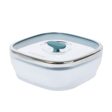 Anyday 5.5-Cup Square Glass Food Storage with Glass Lid | Plastic-Free Meal Prep & Microwave Cookware | Stackable Airtight Storage Container with Vented Lid for Microwave-Safe Reheating