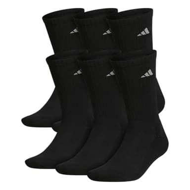 adidas Athletic 6-Pack Crew Socks Black/Aluminum 2 LG (Men's Shoe Size 6-12)