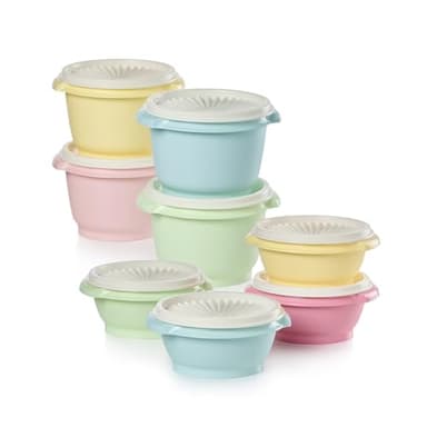 Tupperware Heritage Collection, New 16 Piece Food Storage Container Set in Vintage Colors, Dishwasher Safe and BPA Free (8 containers, 8 lids)