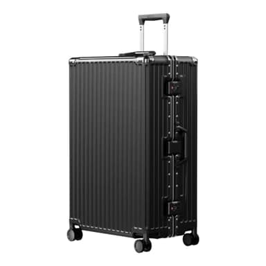 AnyZip Luggage PC+ABS Aluminum Frame Zipperless Checked Luggage Hard Shell Suitcase with TSA Lock Double Spinner Wheels 28 Inch Black