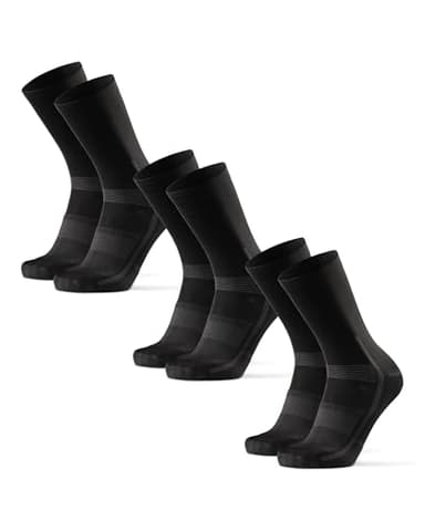 DANISH ENDURANCE Crew Cycling Socks – Fast-Dry Bike Socks for Men & Women, 3-Pack, Black, Medium