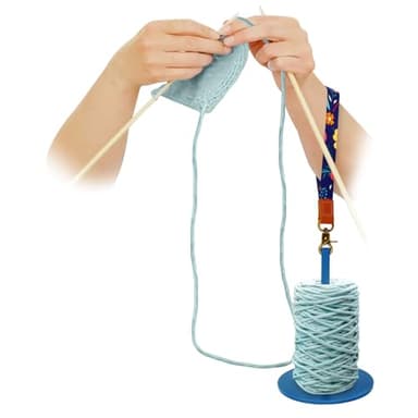 Dasonwin Wrist Yarn Holder for Walking & Travel, Portable Tangle-Free Spindle, Lightweight Hanging Dispenser, Crochet Gift (Blue)