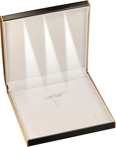 LED Black Extra Large Necklace Pendant Earrings Ring Bracelet Box Luxury PU Leather Dome Top Designed with Gold Color Painted on the Sides Big Jewelry Sets Gift Holder Box with Light for Men for Women