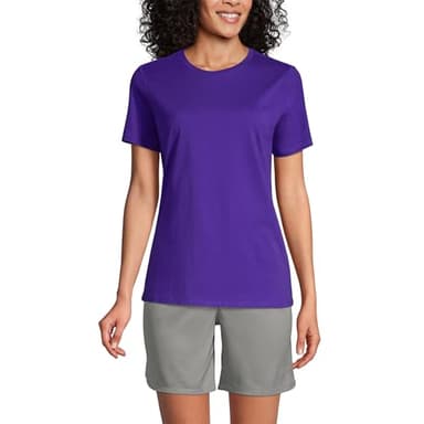 Lands' End Essentials Women's Short-Sleeve Soft Cotton T-Shirt - Tailored Feminine Fit Deep Purple