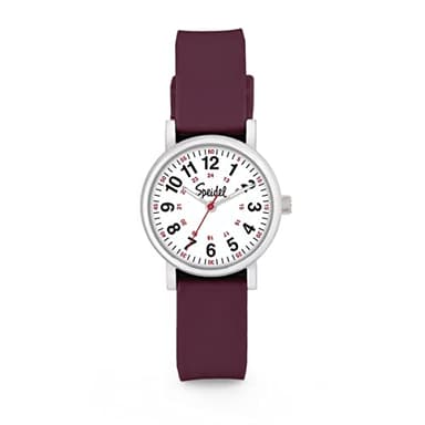 Speidel Scrub Petite Watch for Nurses, Medical Professionals, Mens and Womens Watch with Second Hand Nursing, Nurse Watches for Women Men, Waterproof 12 and 24 hr Time - Wine