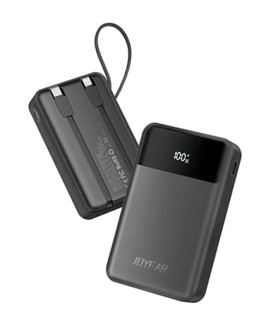 JOYFAR Portable-Charger-Power-Bank Travel Essentials Battery Pack USB C 30000mAh Built in Cable 22.5W Phone Fast Charging Powerbank Compatible with iPhone 16 15 14 13 12 11 iPad Samsung Google (Black)