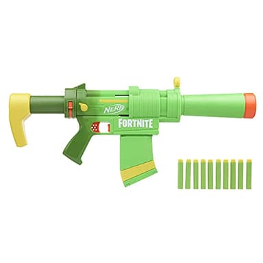 Nerf Fortnite SMG-Zesty Blaster, 10 Nerf Elite Darts, 10-Dart Clip, Removable Stock & Barrel, Fortnite Gifts for Boys & Girls