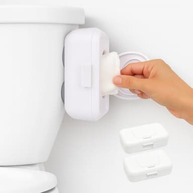 2-Pack Loo Discreet Flushable Wipes Dispenser – Fits Standard Size Flushable Wipes Only – No-Drill Suction Mount, Hygienic Low-Profile Holder for Bathroom & Toilet