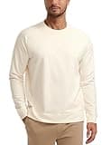 CRZ YOGA Mens Crewneck Sweatshirts French Terry Athletic Workout Sweat Shirts Casual Pullover Tops with Zipper Pocket White Apricot Medium
