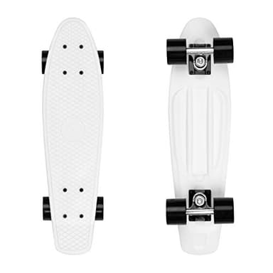 Retrospec Quip Mini Cruiser Skateboard 22.5" and 27" Classic Retro Plastic Cruiser Complete Skateboard with ABEC 7 Bearings and PU Wheels Compact Board with Grippy, Molded Waffle Deck
