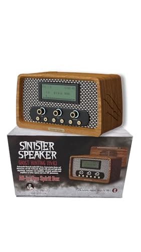Sinister Speaker Spirit Box – Dual EVP Recorder & Bluetooth Ghost Box | Paranormal Activity Detector with AM/FM/SW Sweep | Vintage-Inspired Design