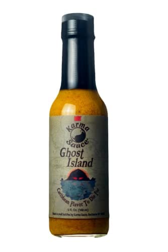 Ghost Island Hot Sauce | Extra Hot Pepper Sauce With A Tropical Caribbean Flavor | Habanero, Bhut Jolokia, Fattalli | No Preservatives, Extract Free | Made In Finger Lakes, USA | 5 fl. oz bottle
