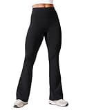 CRZ YOGA Womens Butterlift Hidden Scrunch Butt Flare Leggings 31" - No Front Seam High Waist Bootcut Yoga Pants Booty Casual Black Medium