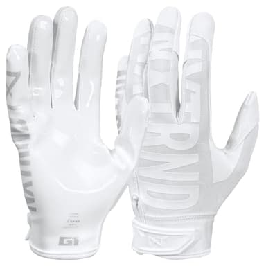 Nxtrnd G1 Pro Men's Football Gloves, Adult Sticky Receiver Gloves (White, Medium)