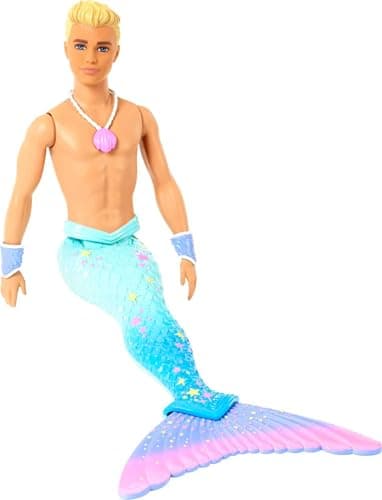 Barbie Dreamtopia Merman Doll, Approx 12-inch with Blue Rainbow Tail and Blonde Hair, for 3 to 7 Year Olds