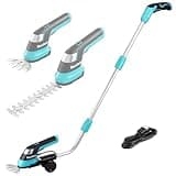 DURATECH Cordless Hedge Trimmer, 7.2V 3-in-1 Handheld Electric Grass Trimmer & Hedge Shears with 50" Wheeled Extension Pole, USB Type-C Cable and Built-in Li-ion Battery, for Garden, Yard and Lawn